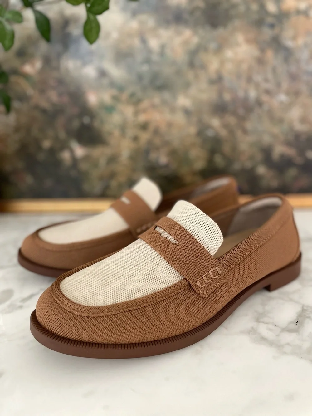 Rothy’s The Penny Loafer Cortado Brown Cream Knit Size 8.5 - Picture 3 of 10